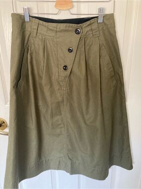 MHL Margaret Howell Cotton/Linen A-Line Skirt Khaki Size S-M